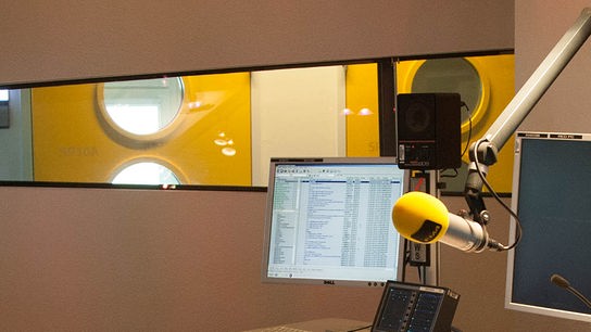 © ORF.at/Thomas Hangweyrer Das Logo von FM4 im Studio