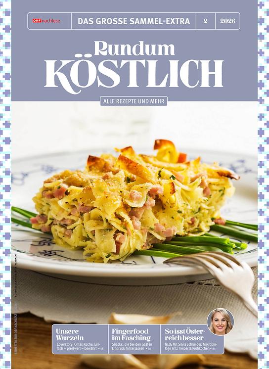 © Stockfood/Rita Newman Das Titelblatt des ORF-nachlese-Sammelhefts "Rundum köstlich" zeigt ein Nudelgericht auf dem Teller.