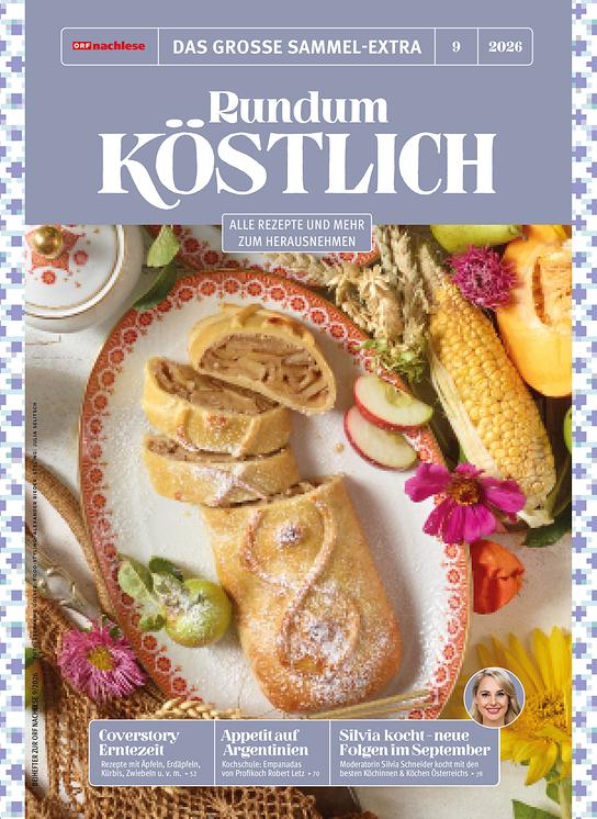 Das Cover des „ORF nachlese“-Sonderhefts „Rundum köstlich“ zeigt herbstliche Speisen und kündigt Rezepte zum Herausnehmen an.