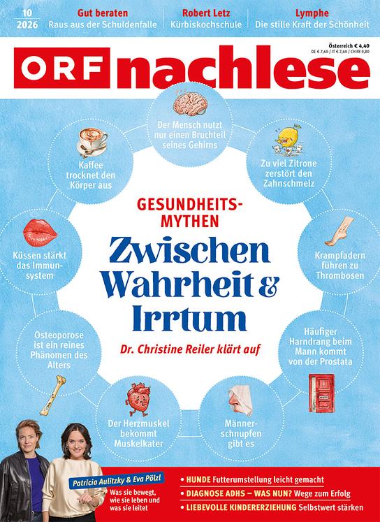 Das Cover der ORF nachlese Oktober 2026 widmet sich Gesundheitsmythen zwischen Wahrheit und Irrtum.