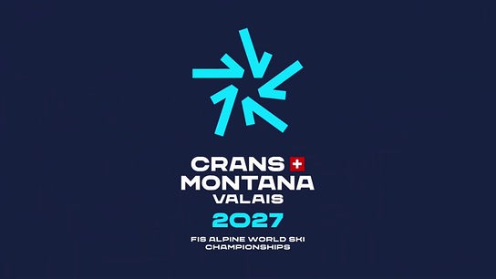 Logo zur Alpinen Ski-WM Crans Montana auf dunkelblauem Hintergrund