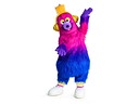 AURI, das offizielle Maskottchen des Eurovision Song Contest 2026, in Pink und Blau trägt goldene Kopfhörer, ein Herz auf der Brust und winkt mit erhobenem Arm.