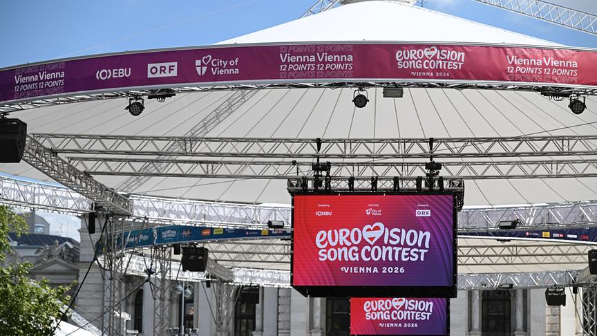 Aufbau des Eurovision Village am Rathausplatz