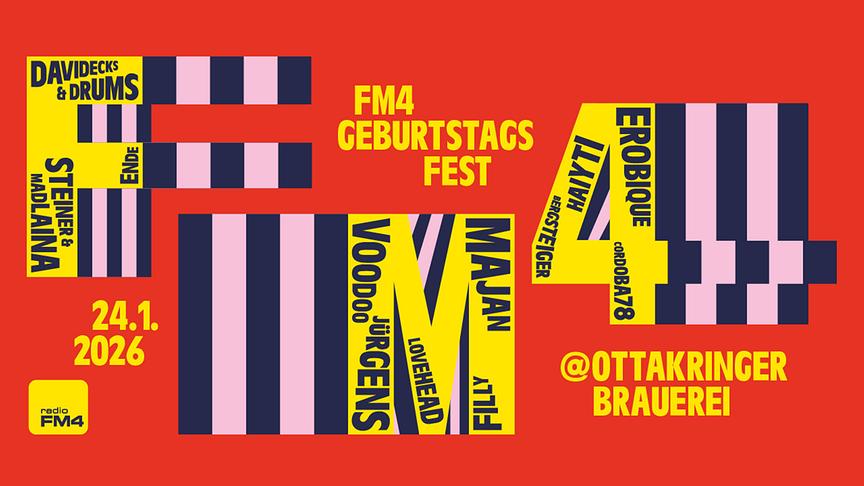 © ORF/FM4 Grafisches Sujet zum FM4 Geburtstagsfest 2026