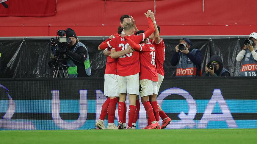 © APA/EXPA/UWE WINTER Torjubel zum 5 : 1 Nationalmannschaft (Oesterreich), am Sonntag, 13. Oktober 2024, anl. des Nations-League-Spieles der Liga B, Gruppe 3, 4. Runde, zwischen Österreich und Norwegen in Linz