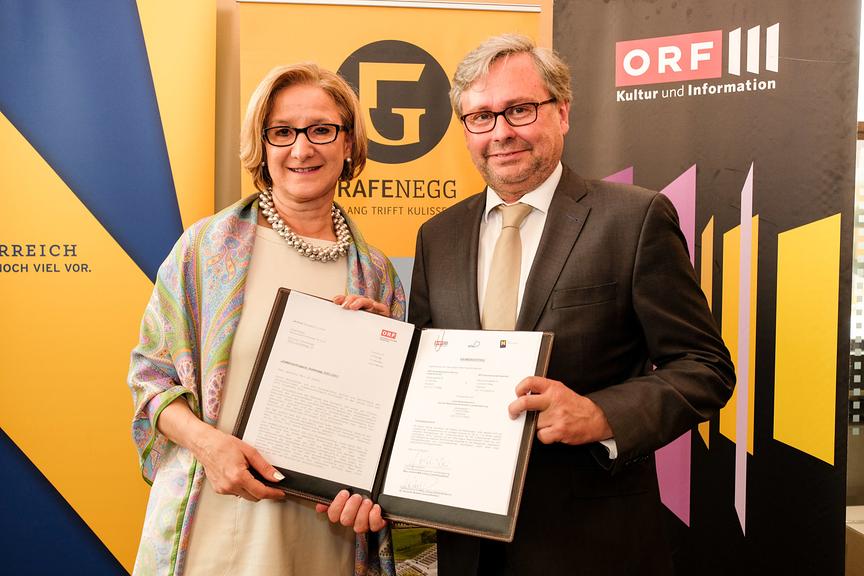 Vertragsunterzeichnung zur Verlängerung der Sommernachtsgala-Übertragung in ORF 2, neue Rahmenvereinbarung mit ORF III