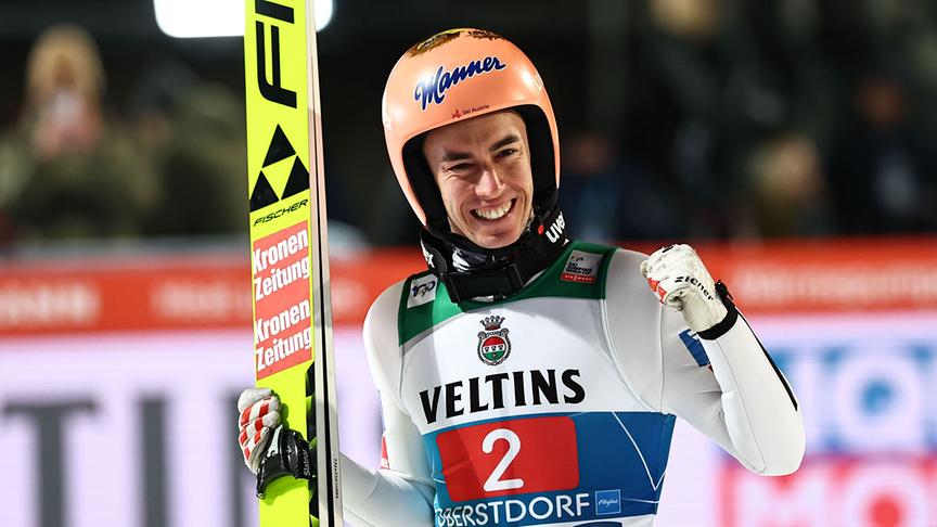 © APA/dpa/Daniel Karmann Bayern, Oberstdorf: Ski nordisch/Skispringen: Vierschanzentournee, Weltcup, Großschanze, Herren, 2. Durchgang: Stefan Kraft (Oesterreich) jubelt