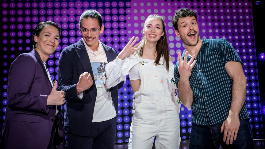 © ORF/Hans Leitner "Starmania 22": Stefan Eigner, Sebastian Holzer, Judith Lisa Bogusch, Martin Furtlehner