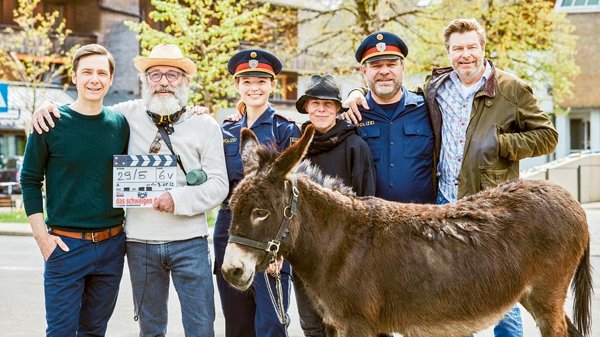 "Das Schweigen der Esel": Stefan Pohl, Regisseur Karl Markovics, Julia Koch, Kamerafrau Leena Koppe, Valentin Sottopietra, Herstellungsleiter Christian Krohn