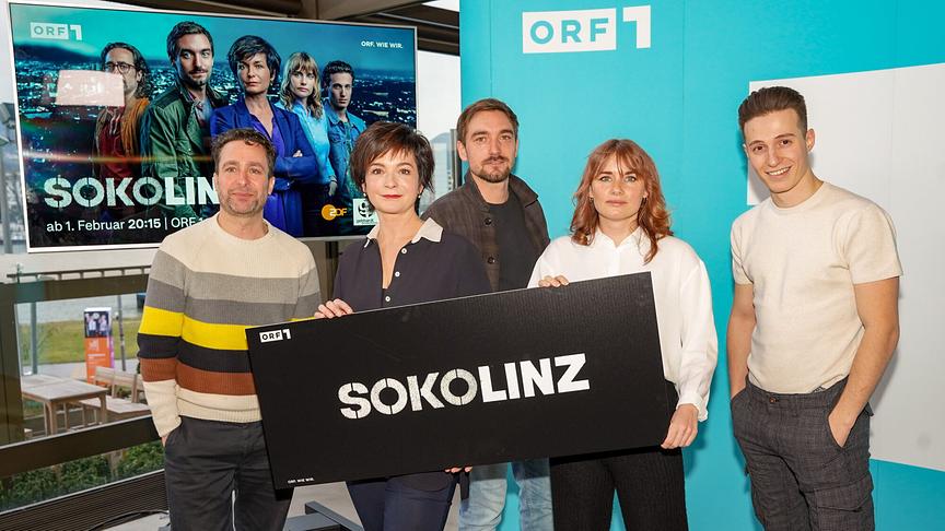© ORF/Roman Zach-Kiesling SOKO LINZ: Alexander Pschill, Katharina Stemberger, Daniel Gawlowski, Anna Hausburg, Damyan Andreev