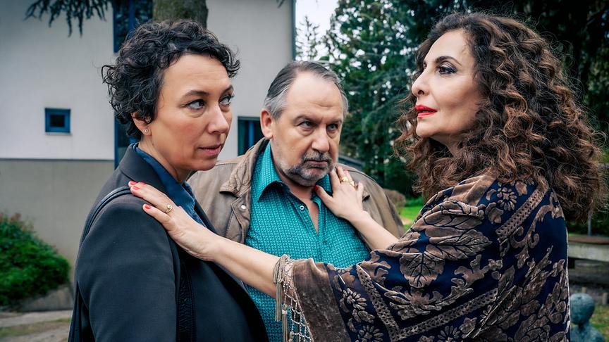 "Schnell ermittelt – Linda van Doren": Ursula Strauss (Angelika Schnell), Wolf Bachofner (Harald Franitschek), Proschat Madani (Linda van Doren)