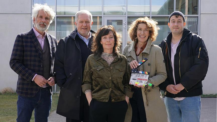 "Tatort - Kreisky ist tot": Dirk Stermann, Harald Krassnitzer, Regisseurin Evi Romen, Adele Neuhauser, Kameramann Ioan Gavrilovic