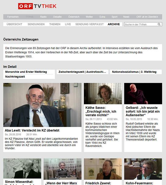 Neues ORF-TVthek goes school-Videoarchiv: „Österreichs Zeitzeugen“ 