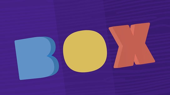 © ORF/Tower10 Eine verspielte Grafik zeigt das Wort „BOX“ in großen, bunten Buchstaben auf violettem Hintergrund.